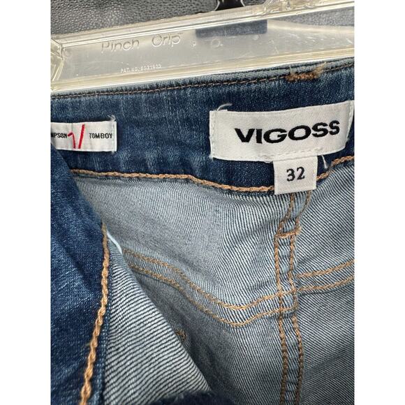 Vigoss Thompson Womens Denim Mid Rise Distressed Jeans Tapered Size 32 Blue NWT - Picture 7 of 8